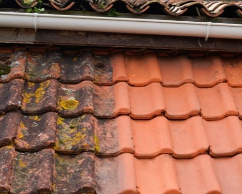 Tiled Roof Pressure Cleaning Brisbane Before And After